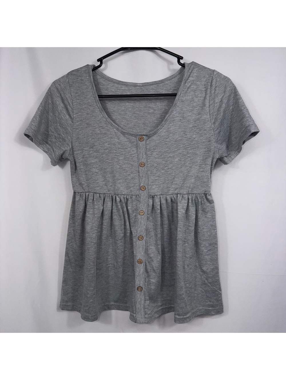 Icon Apparel Women’s M Gray Button Front Babydoll Top